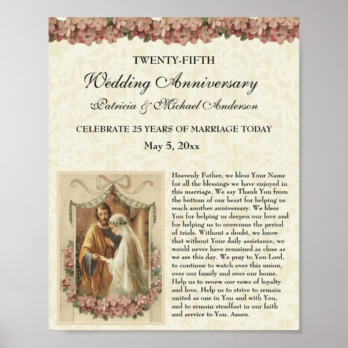 Catholic Wedding Anniversary Celebration Prayer Poster