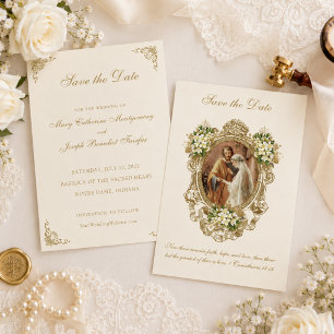 Catholic Wedding Betrothal Mary Joseph  Save The Date