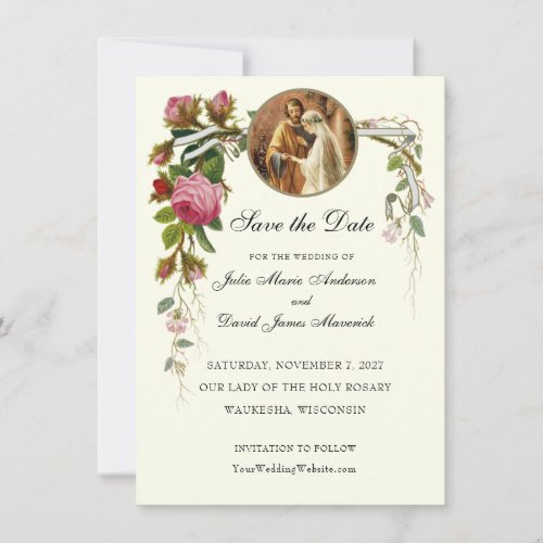 Catholic Wedding Betrothal Mary Joseph  Save The Date