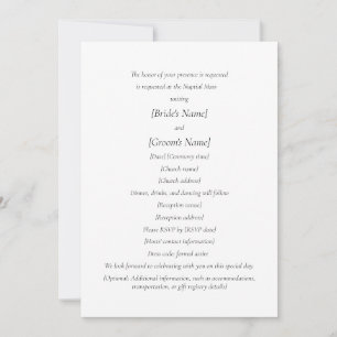 Catholic Wedding Bride & Groom Hosting Simple Invitation