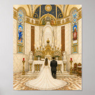 Catholic Wedding Bride & Groom in Church  Poster