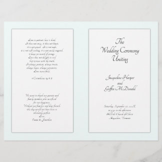 Catholic Wedding Ceremony Folded Program Template