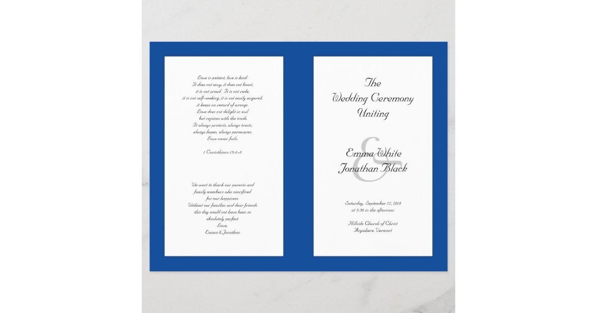 Catholic Wedding Ceremony Folded Program Template