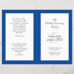 Catholic Wedding Ceremony Folded Program Template<br><div class="desc">Folded wedding program template for a catholic ceremony. This layered-look program contains white panels over dark blue color. Each page has space for lots of text to accommodate an involved ceremony. The last page (back of program) includes a section for scripture (sample is "love is patient" from 1 Corinthians) and...</div>