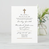 Catholic Wedding Classic White Handwritten Elegant Invitation (Standing Front)