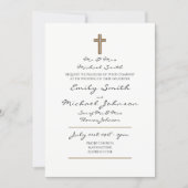 Catholic Wedding Classic White Handwritten Elegant Invitation (Front)