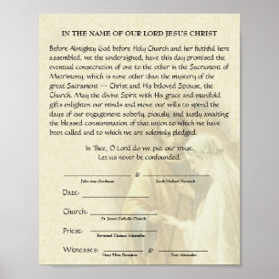 Catholic Wedding Engagement Betrothal Promise Poster