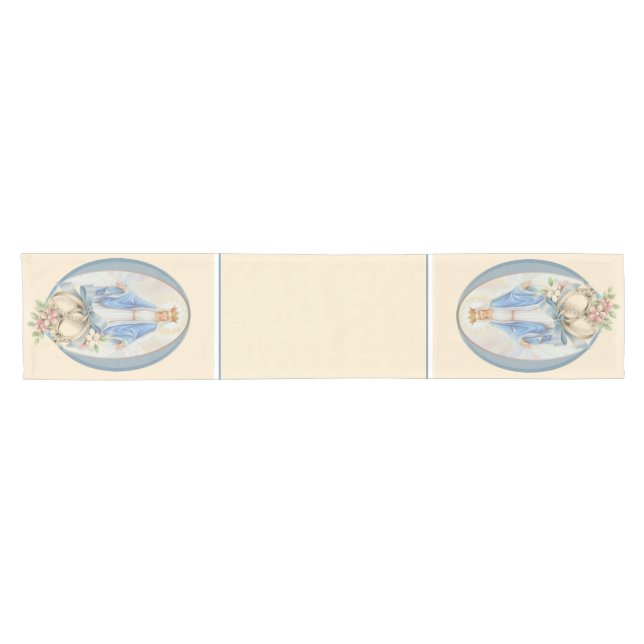 Catholic Wedding Engagement Virgin Mary Short Table Runner (Horizontal)