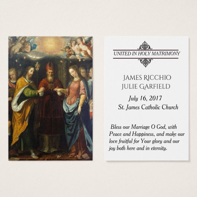 Catholic Wedding Favor Bride Groom Holy Cards (Front & Back)
