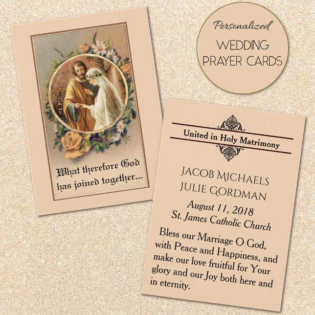 Catholic Wedding Favor  Bride Groom Holy Cards (Traditional Catholic Personalized Wedding Prayer Cards)