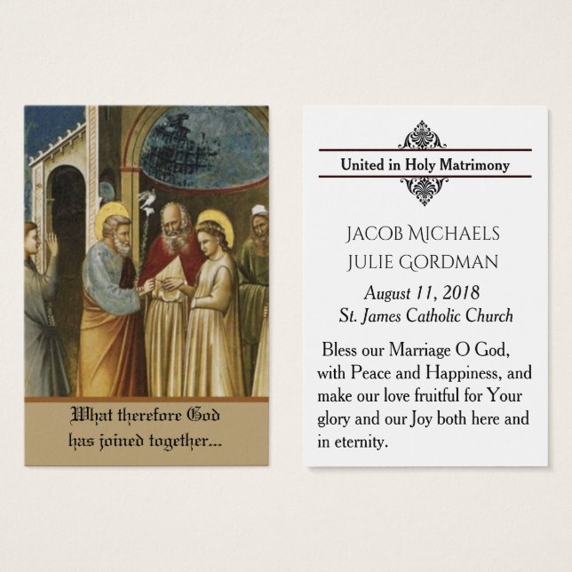 Catholic Wedding Favor  Bride Groom Holy Cards (Front & Back)