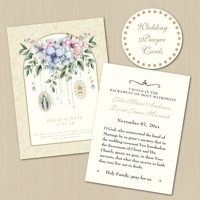 Catholic Wedding Favor Floral Remembrance Business Card (Creator Uploaded)