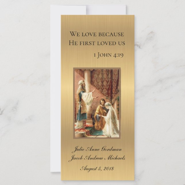 Catholic Wedding Favor Gold Shimmer (Front)