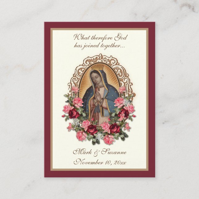 Catholic Wedding Favor Guadalupe Holy Card (Front)