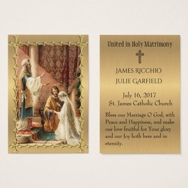Catholic Wedding Favor Holy Card Bride Groom (Front & Back)