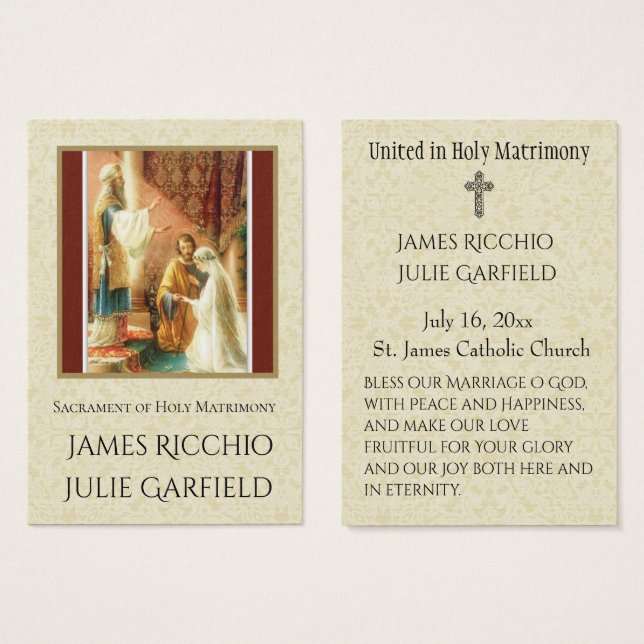 Catholic Wedding Favor Holy Card Bride Groom (Front & Back)