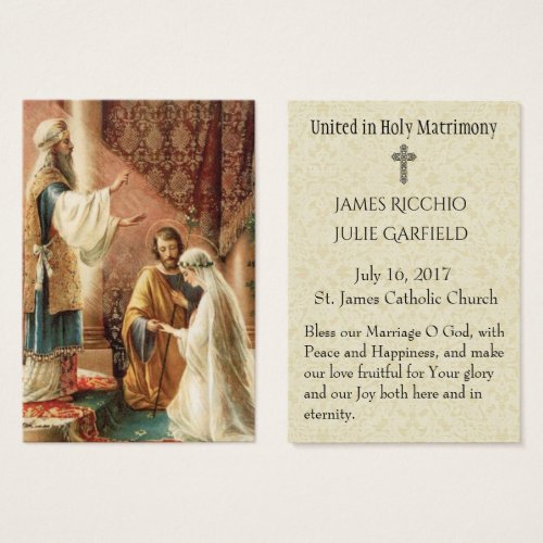 Catholic Wedding Favor Holy Card Bride Groom