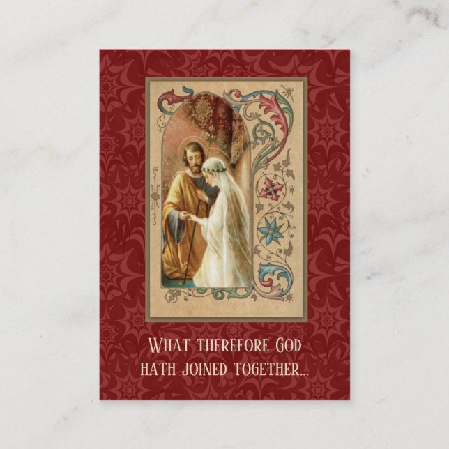 Catholic Wedding Favor Holy Card Damask Maroon (Front)