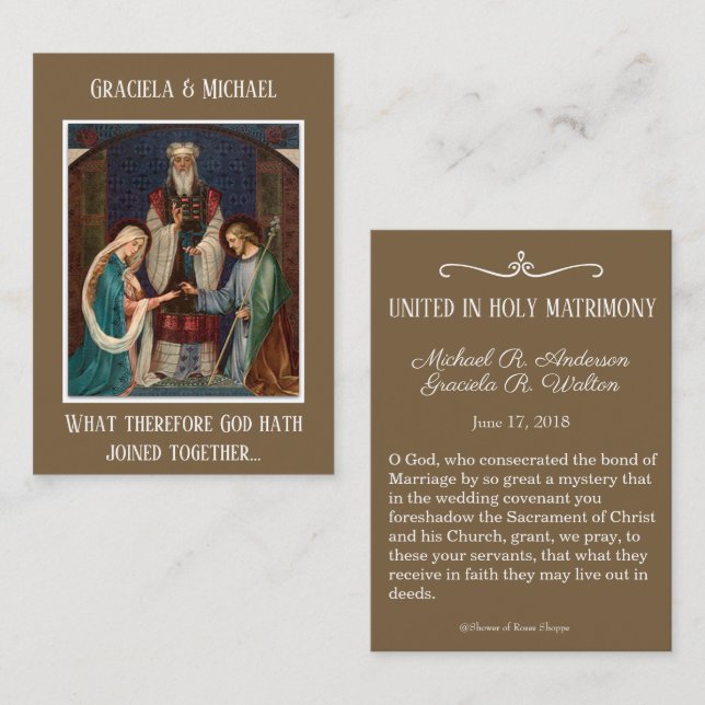 Catholic Wedding Favor Holy Card Mary Joseph (Front/Back)