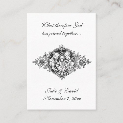 Catholic Wedding Favor Holy Family Remembrance Business Card