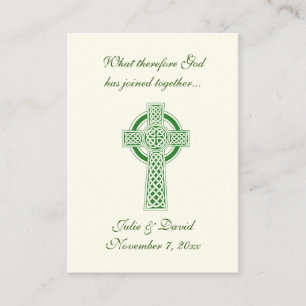 Catholic Wedding Favor Irish Green Celtic Cross Business Card
