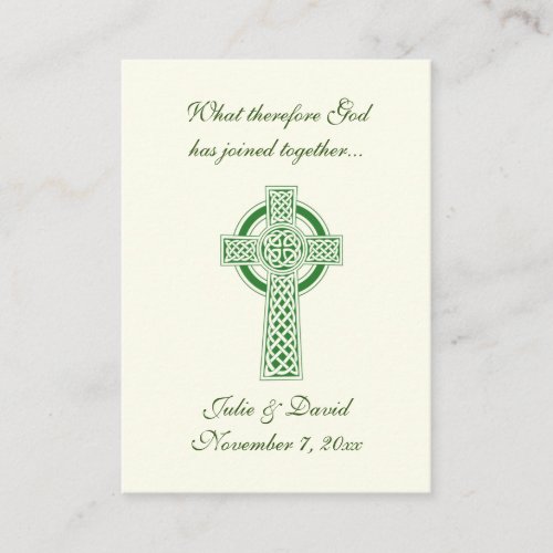 Catholic Wedding Favor Irish Green Celtic Cross