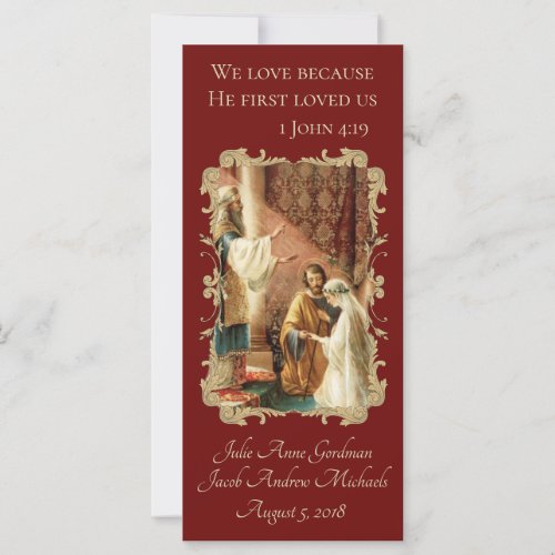 Catholic Wedding Favor Scripture Gold Maroon