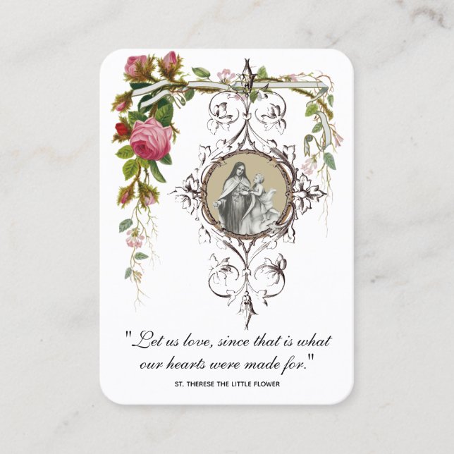 Catholic Wedding Favor St. Therese Remembrance Business Card (Front)