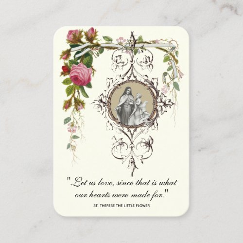 Catholic Wedding Favor St Therese Remembrance  Business Card