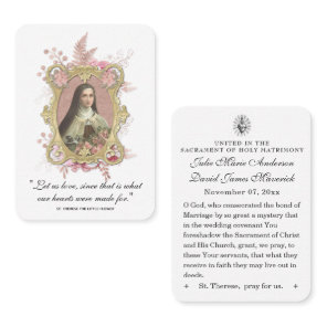 Catholic Wedding Favor St. Therese Vintage Roses Business Card