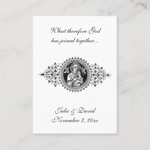 Catholic Wedding Favor Virgin Mary Remembrance     Business Card