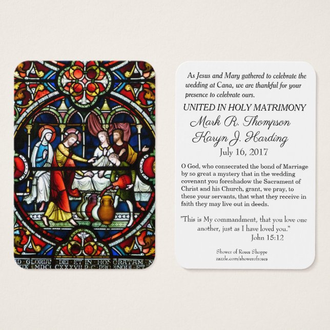 Catholic Wedding Favors Holy Cards Marriage Cana (Front & Back)
