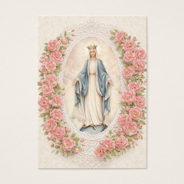 Catholic Wedding Floral Marian Prayer Cards (Front)