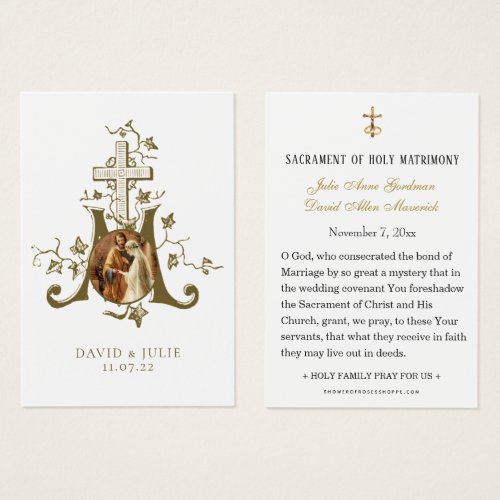 Catholic Wedding Holy Card Marian Cross