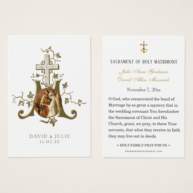 Catholic Wedding Holy Card Marian Cross (Front & Back)