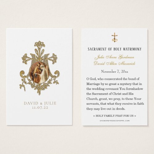 Catholic Wedding Holy Card Traditional