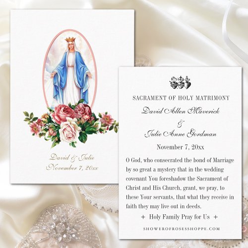 Catholic Wedding Holy Card Virgin Mary 