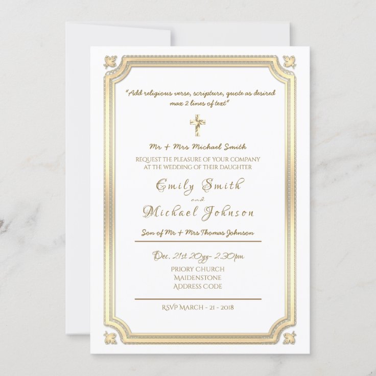 Catholic Wedding Invitation Formal With Verse Zazzle 1363