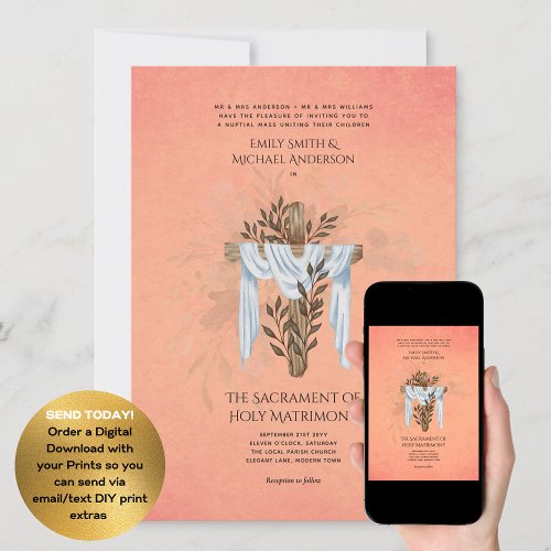 Catholic Wedding Invitation Reception RSVP Program