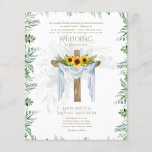 CATHOLIC Wedding Invitation Sunflowers Cross