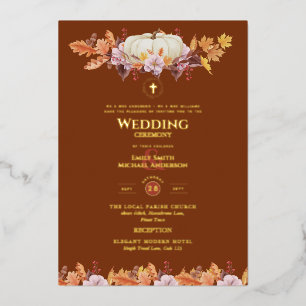Catholic Wedding Invitations Autumn Fall Pumpkins
