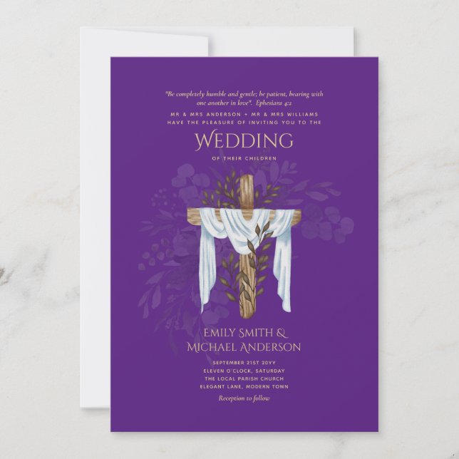 Catholic Wedding Invitations Christian Elegant  (Front)
