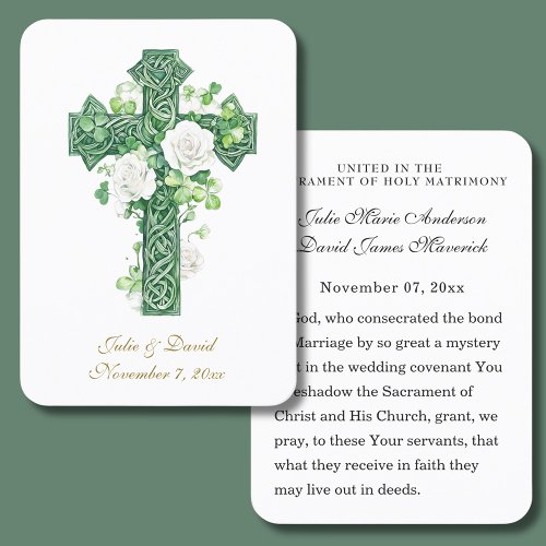 Catholic Wedding Irish Cross Favor Holy Card