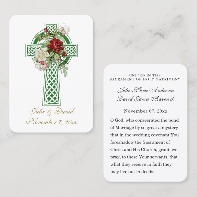 Catholic Wedding Irish Cross Favor Holy Card (Front/Back)