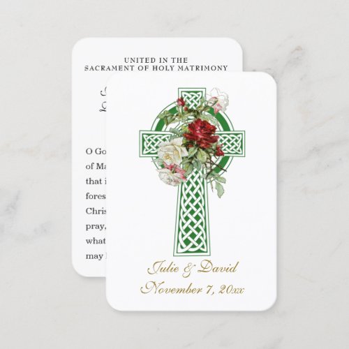 Catholic Wedding Irish Cross Favor Holy Card