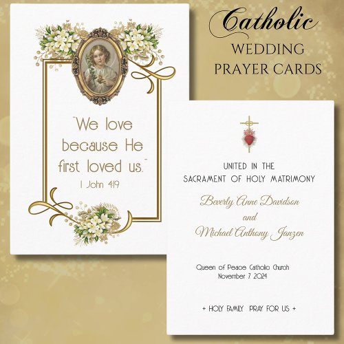 Catholic Wedding Jesus Gold Prayer Cards