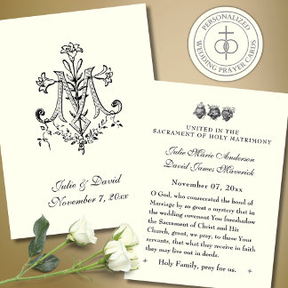 Catholic Wedding Marian Cross Prayer Card