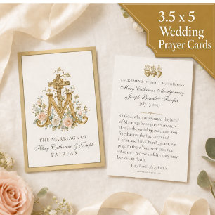 Catholic Wedding Marian Monogram Prayer Favor Note Card