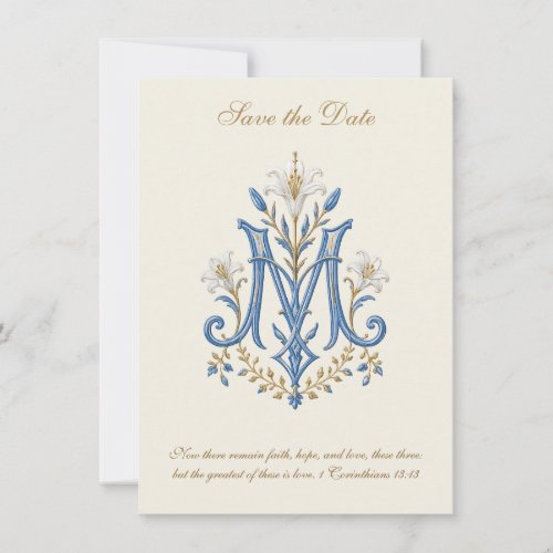Catholic Wedding Marian Monogram  Save The Date