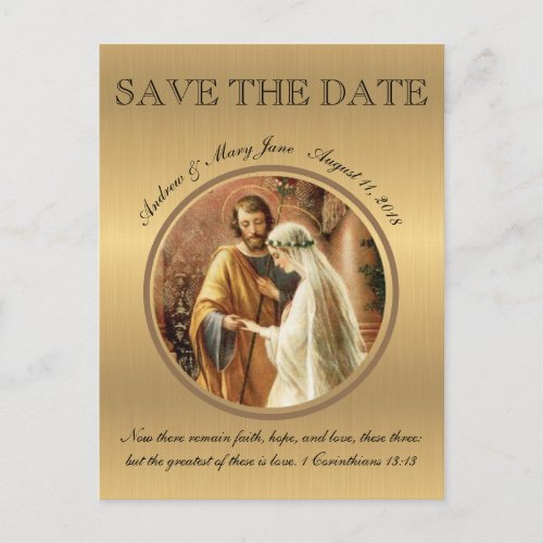 Catholic Wedding Mary Joseph SAVE THE DATE Announcement Postcard